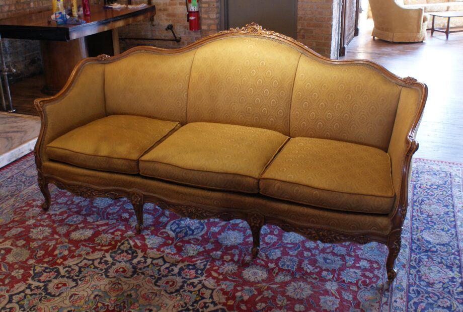 Gold Victorian Carved Frame Sofa