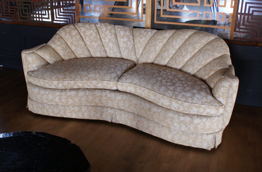 Vintage Cream Regency Clamshell Sofa