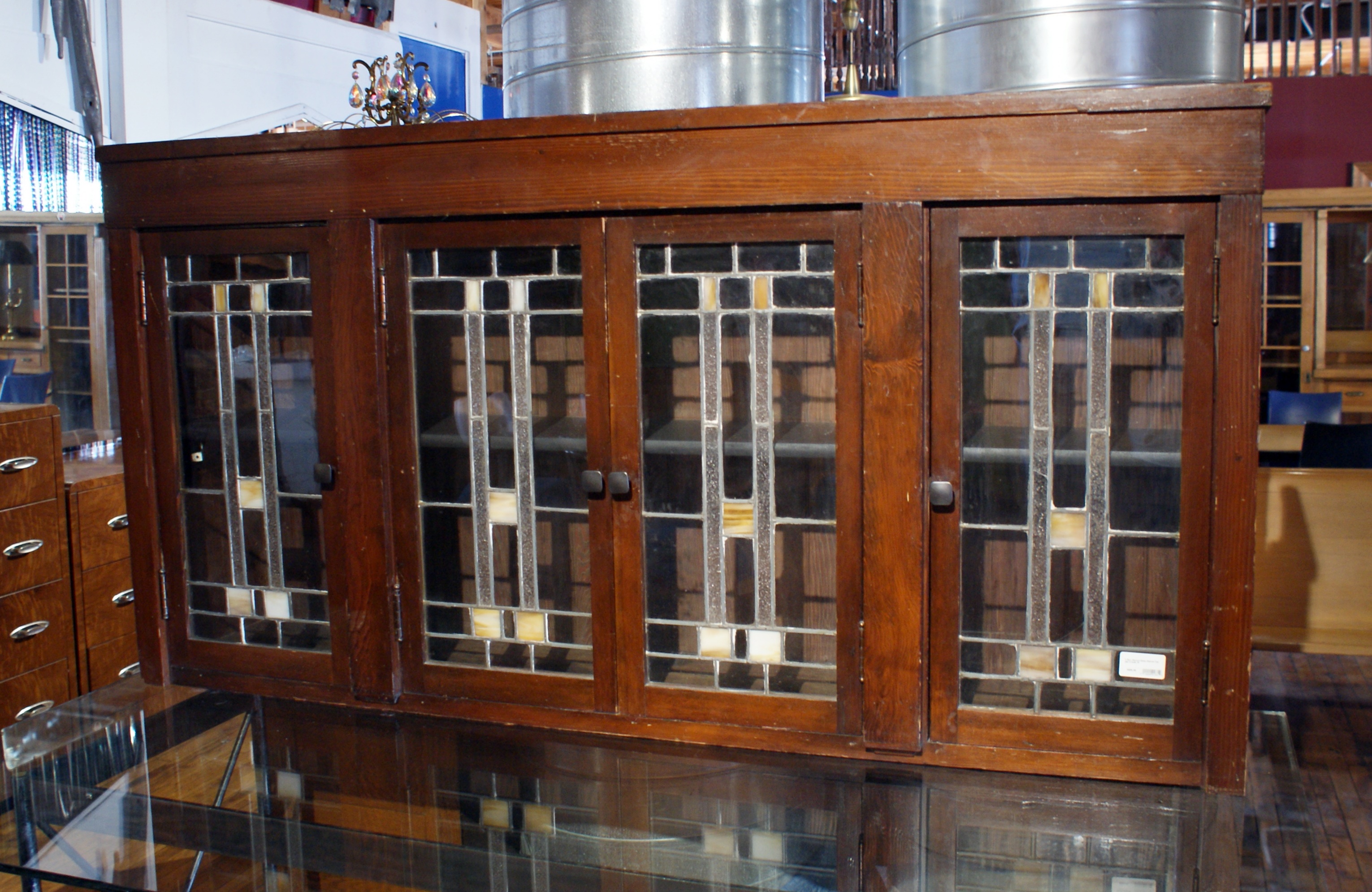 4 Door Stained Glass Cabinet Top Salvage One