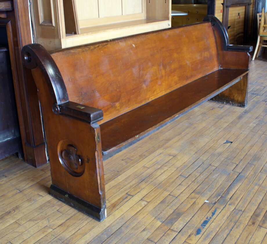 Antique Pew w High Relief Flower