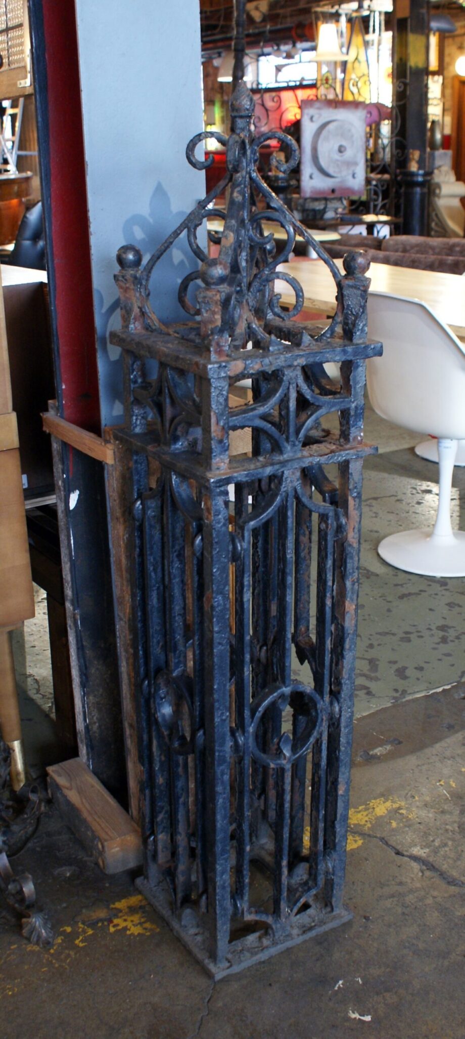 Large Wrought Iron Victorian Gate Post