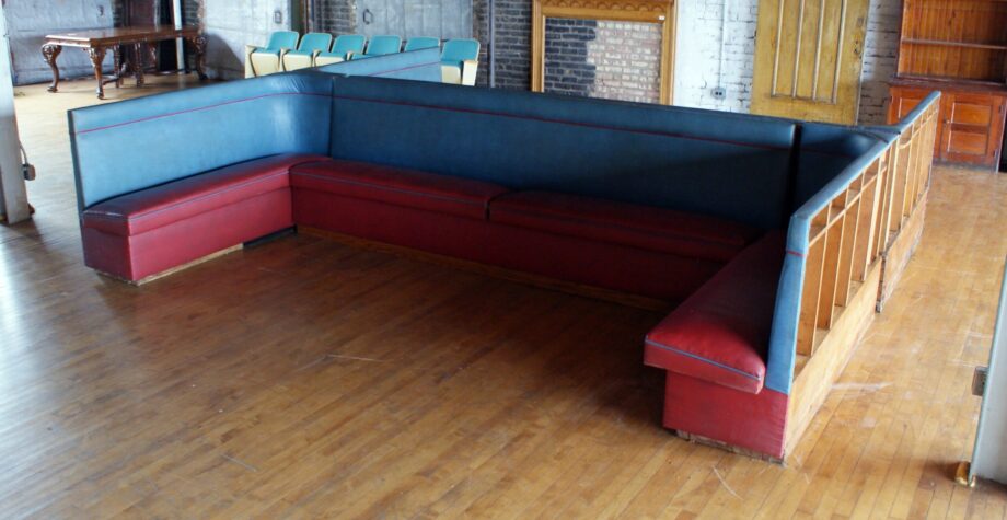 40s 3 Piece Blue and Red Banquette Group