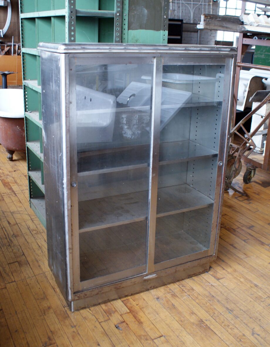 Shallow Steel Cabinet w Sliding Glass Doors