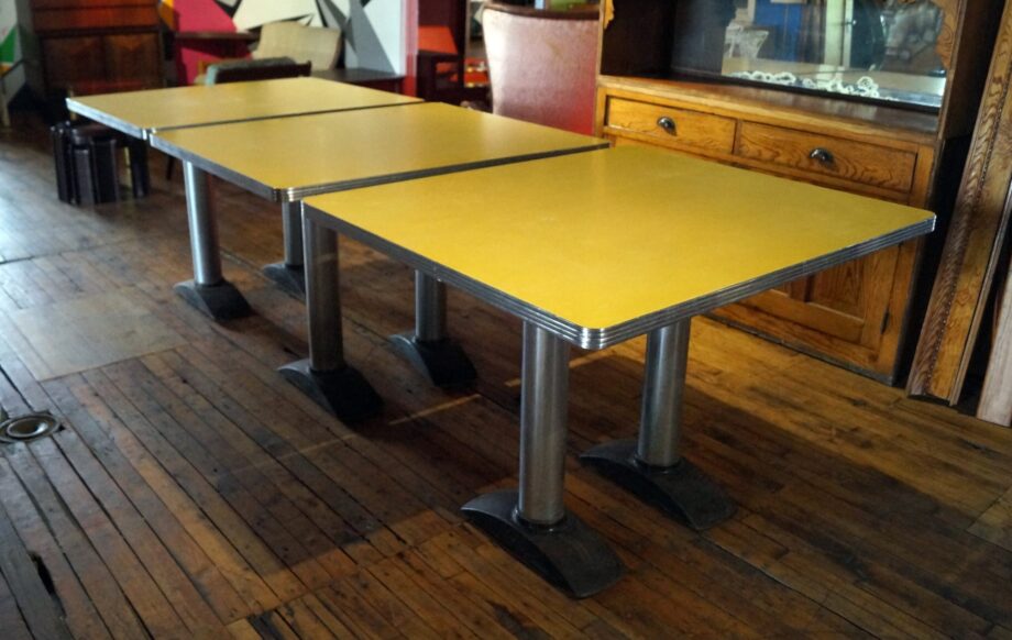 Retro Yellow Double Pedestal Diner Table