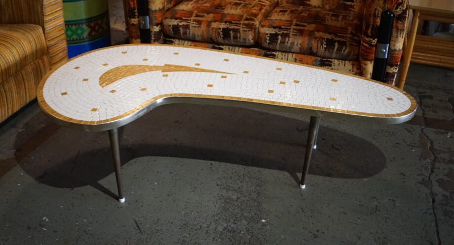 Atomic White and Gold Mosaic Coffee Table