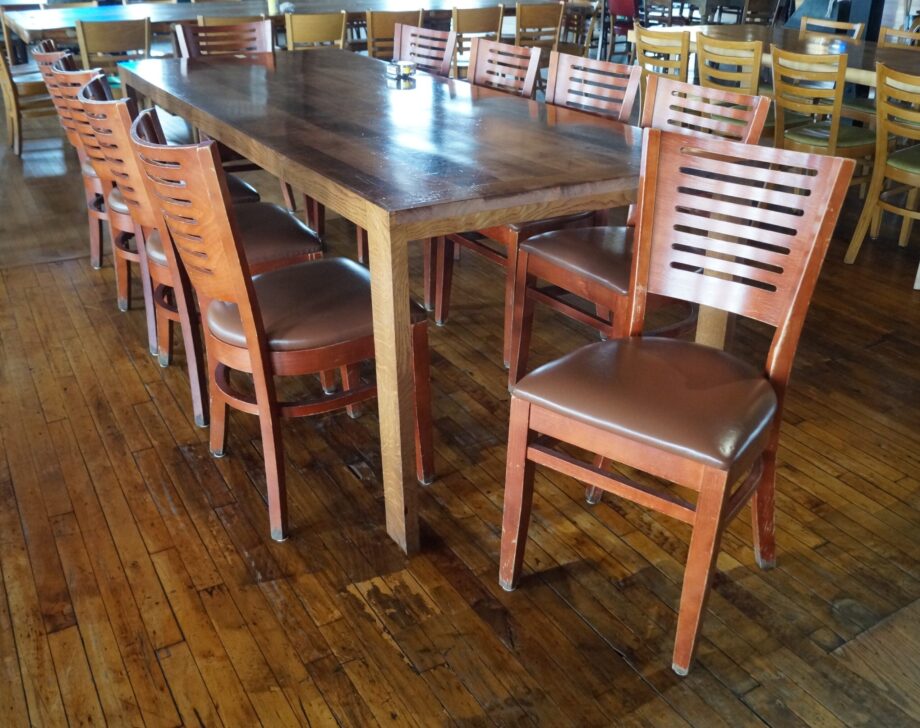 Slit Back Dining Chair w Brown Vinyl Seat