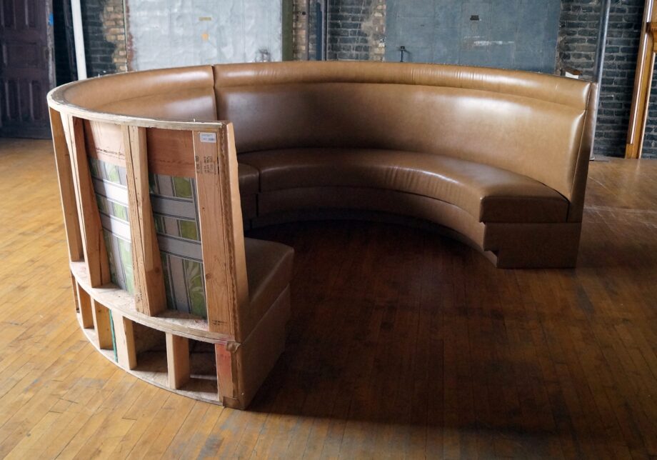 Large Custom Tan Vinyl Circle Banquette