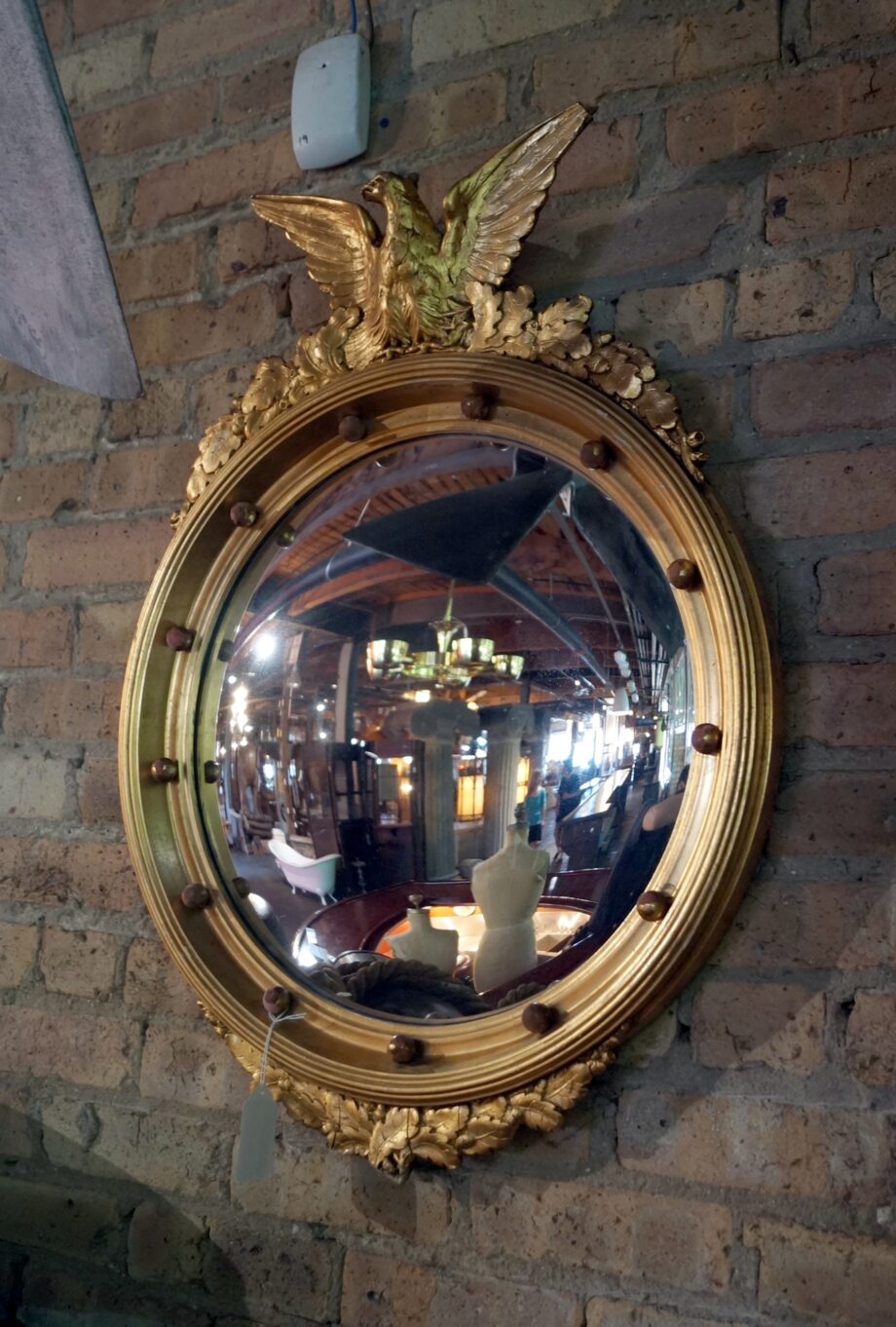 Antique Convex Ships Mirror w Eagle