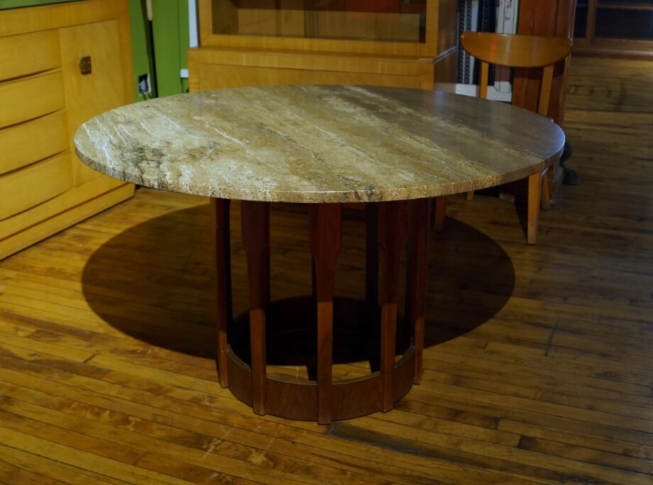 Brown and Saltman Soapstone Round Top Table by John Keal