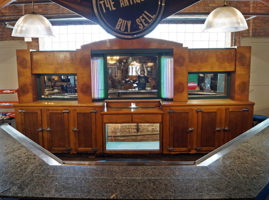 Art Deco Back Bar w Neon and Burl Veneer