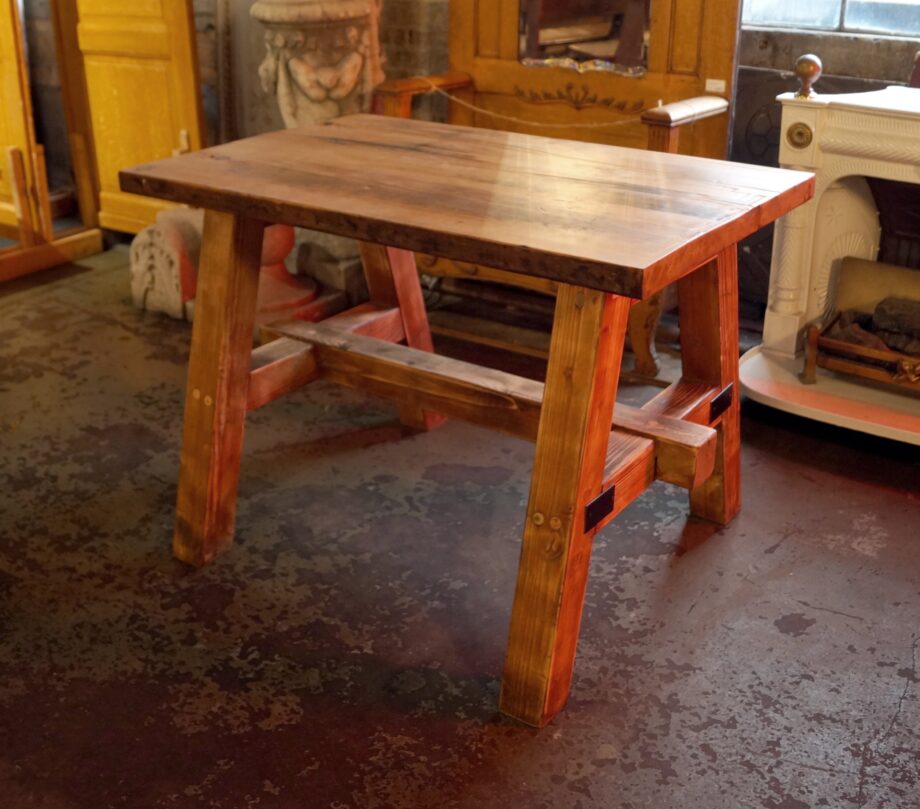 Custom Old Growth Work Table w Tressel Base