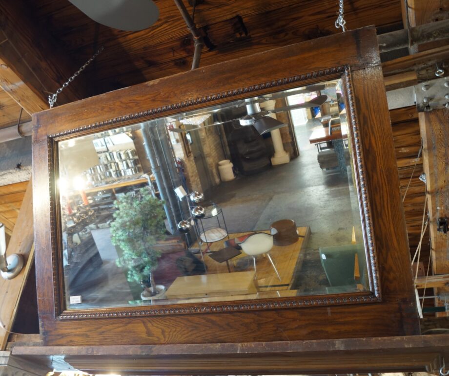 Large Bevel Mirror w Egg and Dart Trim in Oak Frame