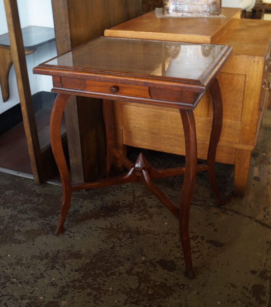 Antique Rectangular Glass Top Entry Table