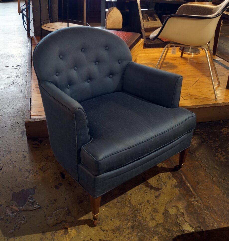 S.J. Campbell Blue Tufted Back Club Chair