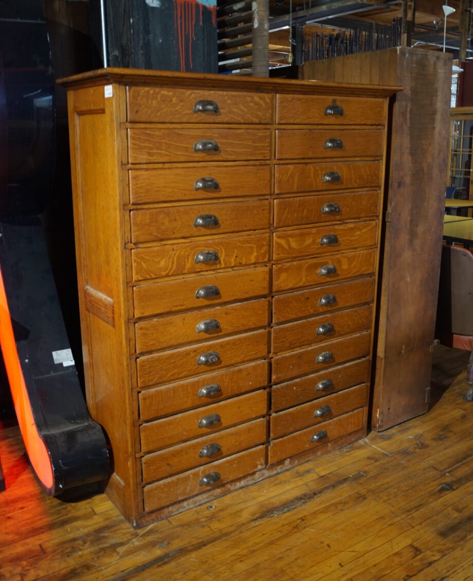 Antique Wood 24 Drawer Storage Unit