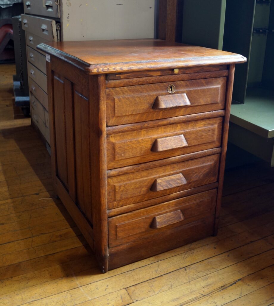 Small Wood 4 Drawer Desk Side Table