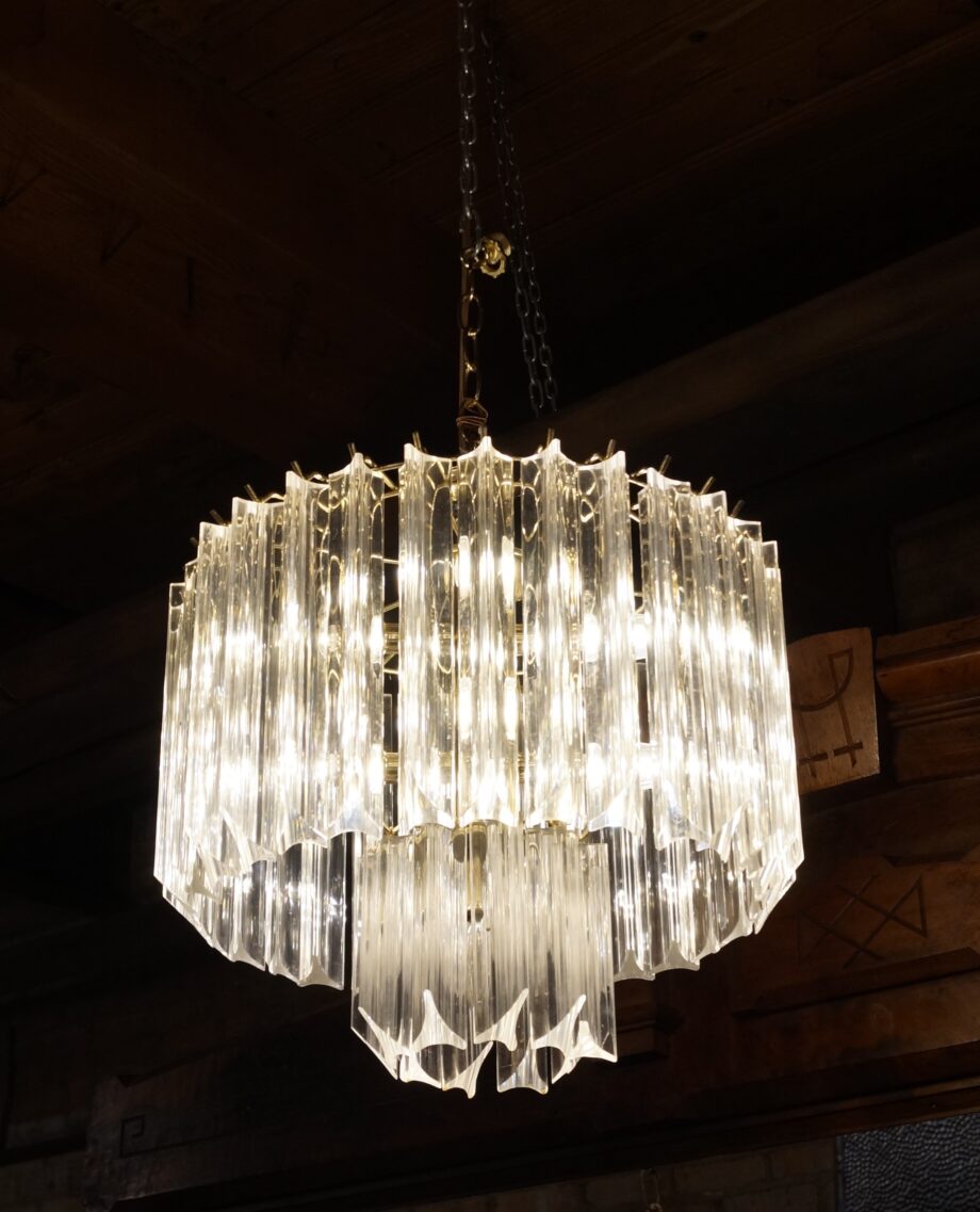 Vintage 2 Tier Lucite Rod Chandelier