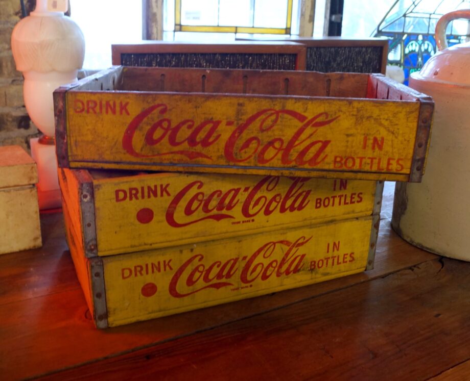 Vintage Yellow Wood Coca Cola Crate