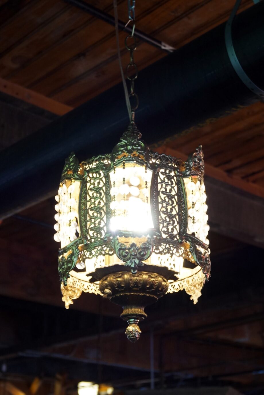 Small Ornate Crystal Curtain Pendant Light