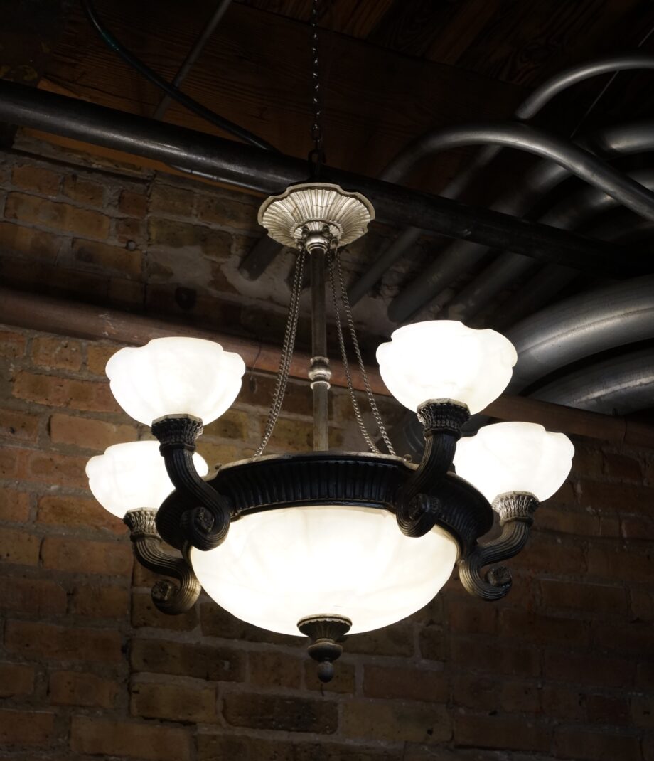 Silver Quartz Shade Light w Center Dome