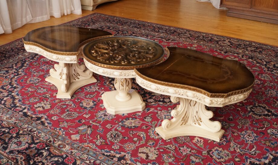 Vintage French Provincial 3PC Gold Top Coffee Table