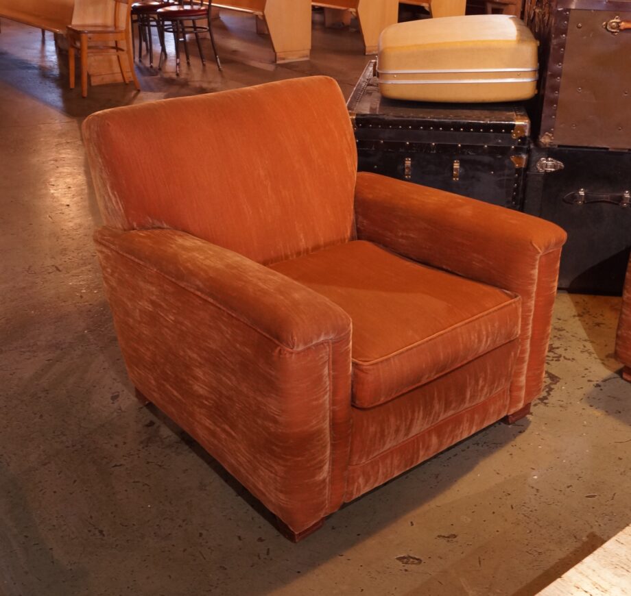 Orange Crushed Velvet Armchair