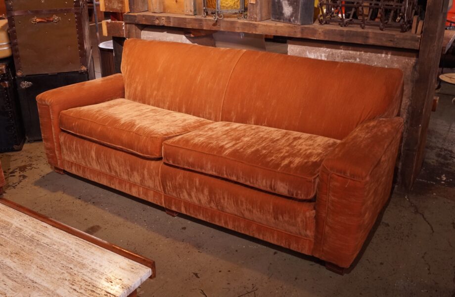 Orange Crushed Velvet Sofa