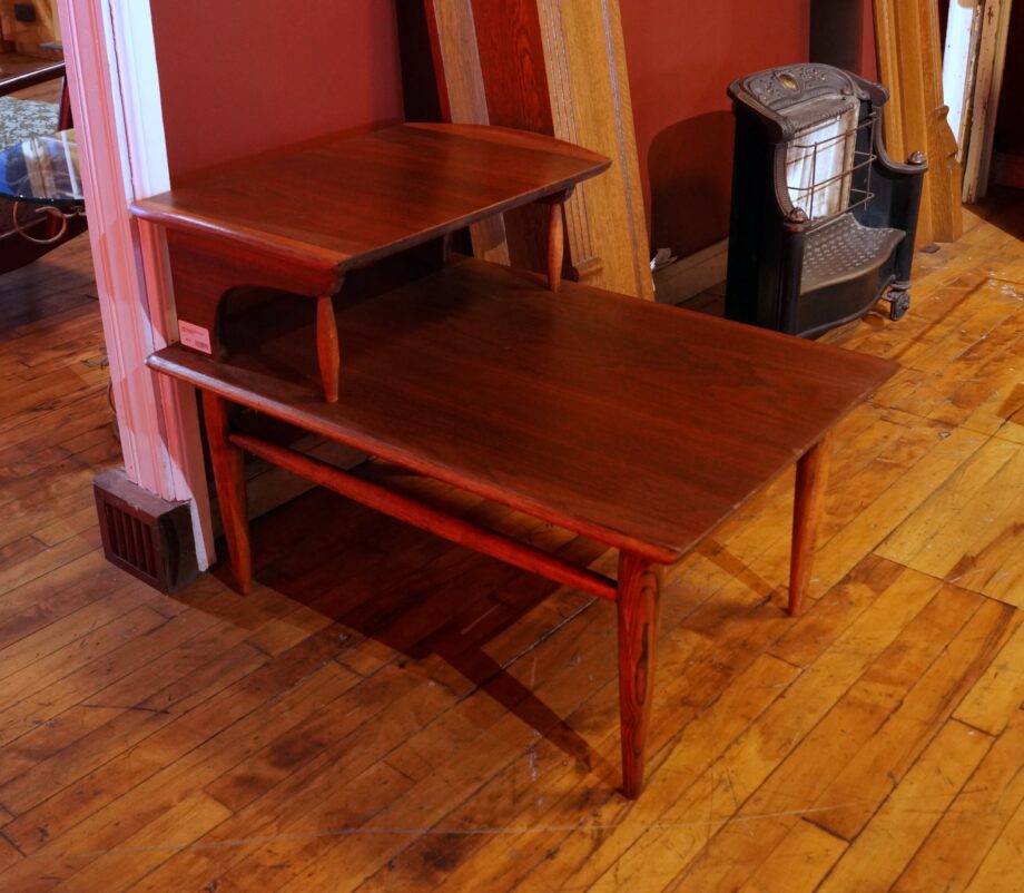 MCM Wood Step Table w Winged Sides