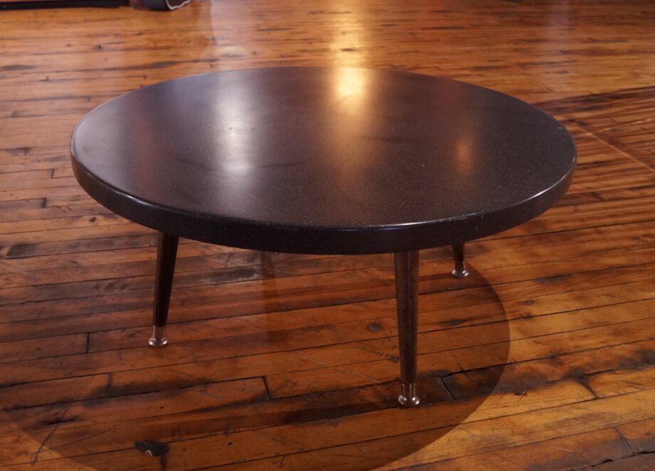 Black Speckle Formica Round Coffee Table