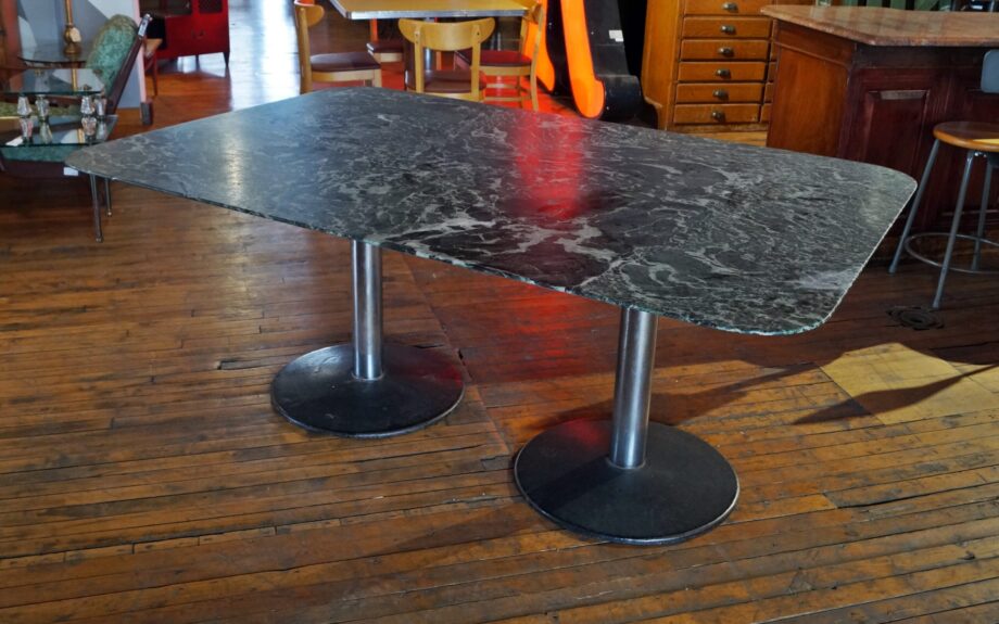 Double Pedestal Rectangle Marble Table from Skokie Library