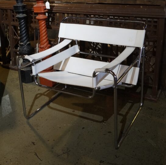 White Leather Wassily Chair Replica Salvage One