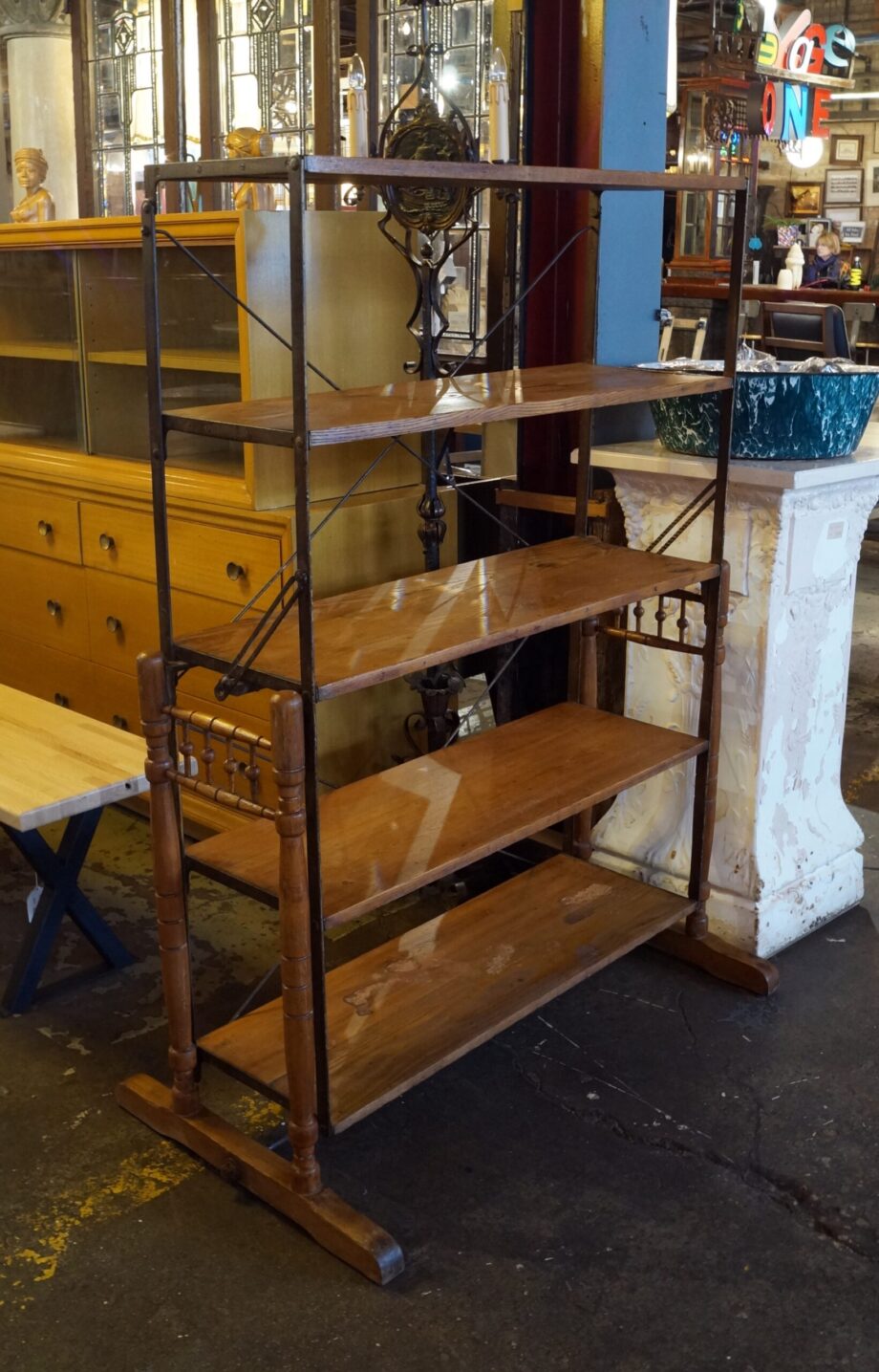 Antique Adjustable Baker's Rack Display Shelf and Table