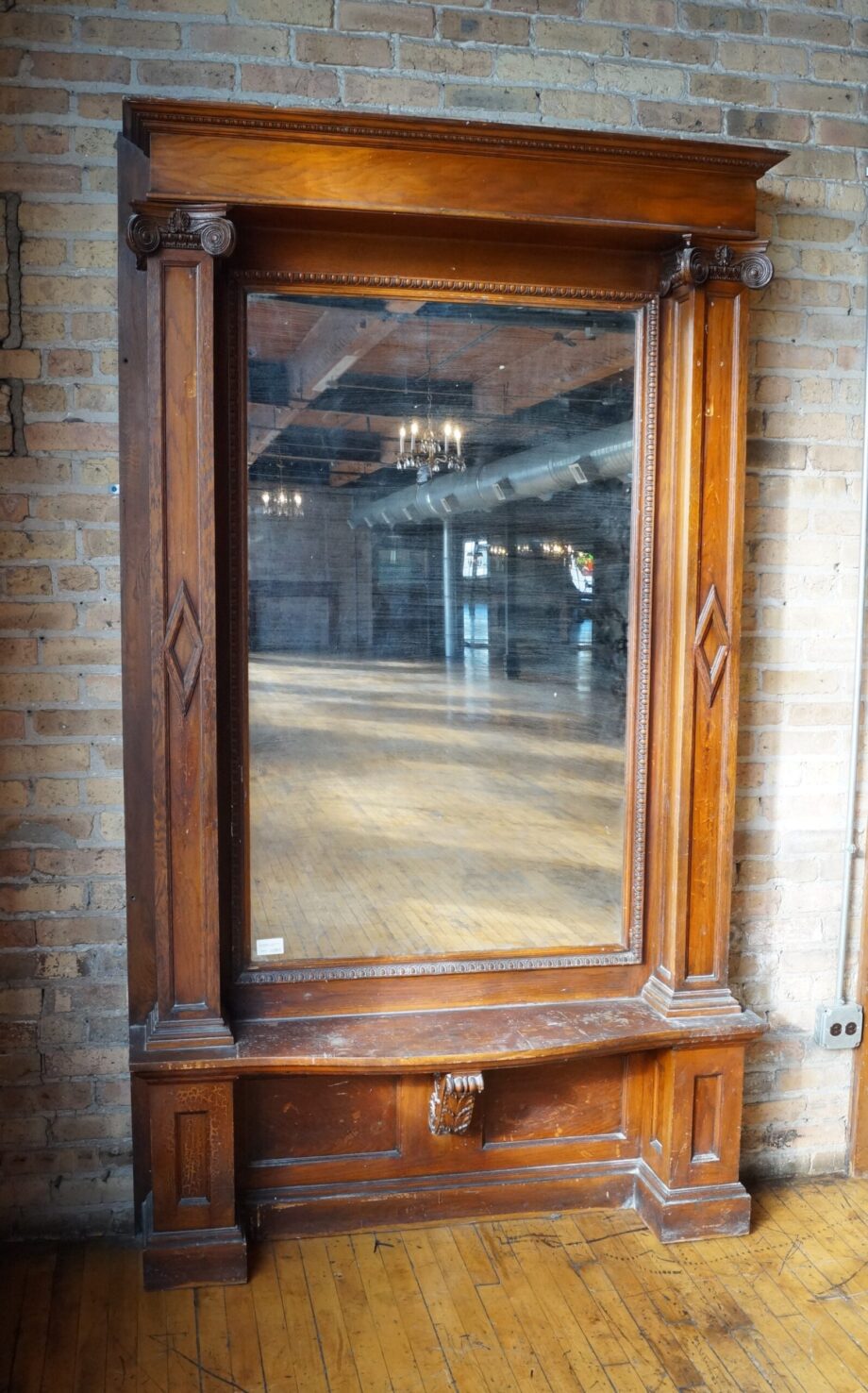 Large Pier Mirror w Diamonds and Ionic Capitals