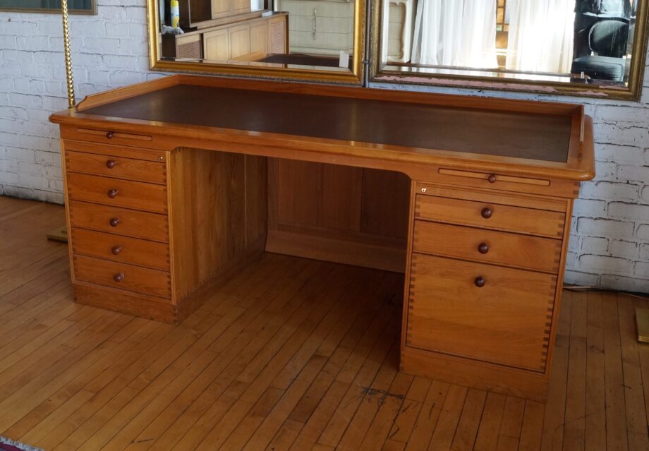 Finn Hansen Desk w Leather Top and Box Joint Accents