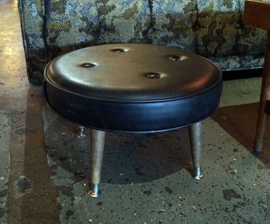 Round Black Vinyl Foot Stool