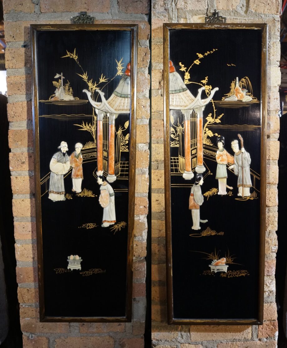 Antique Chinese Inlay Art Panel PAIR