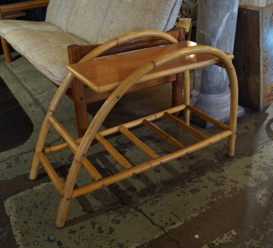 Vintage Rattan Curved Side Table