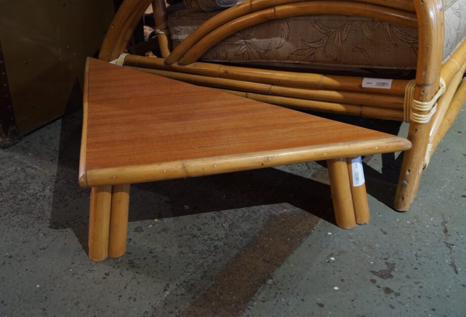 Vintage Rattan Triangle Footstool