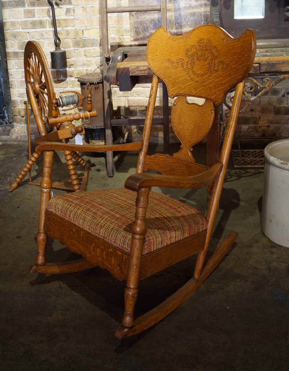 Antique Rocker w Carved Back