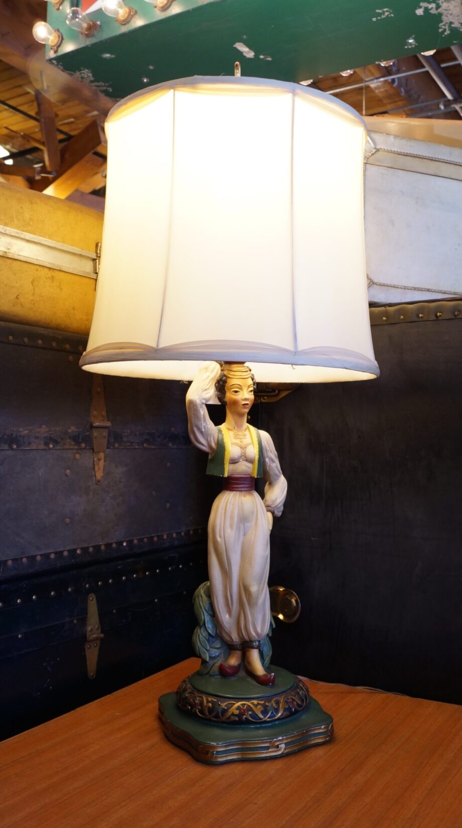 Plaster Lady Balancing Jug Table Lamp