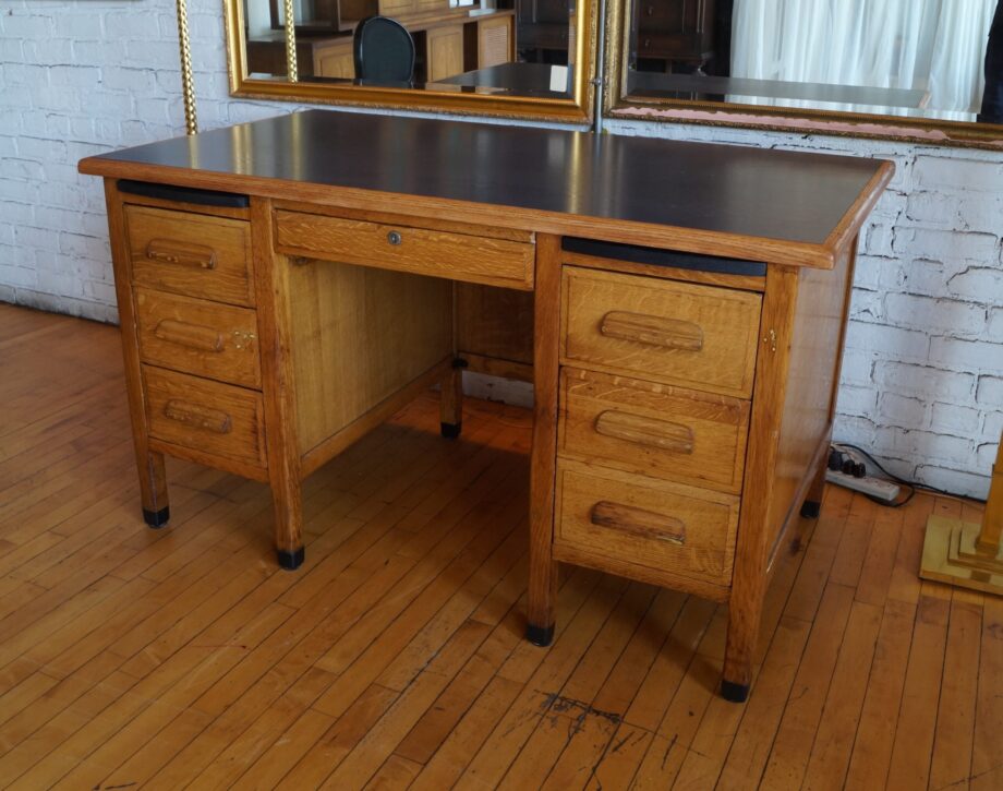 Compact Antique Writing Desk w Laminate Top