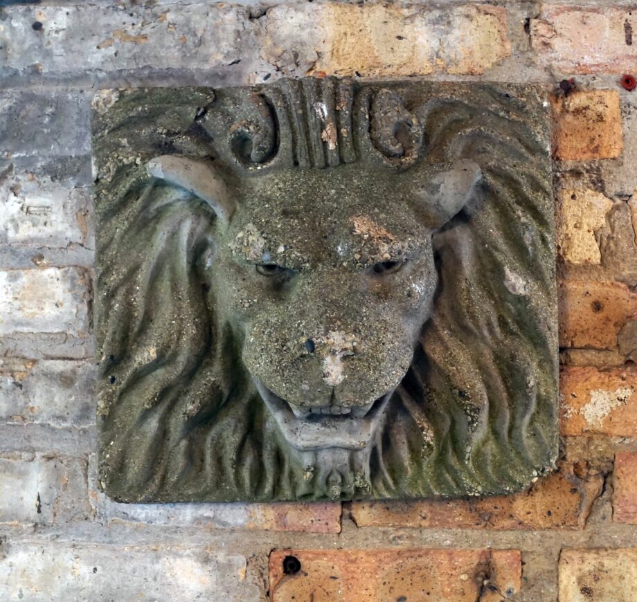 Cast Concrete Lion Face Relief Tile