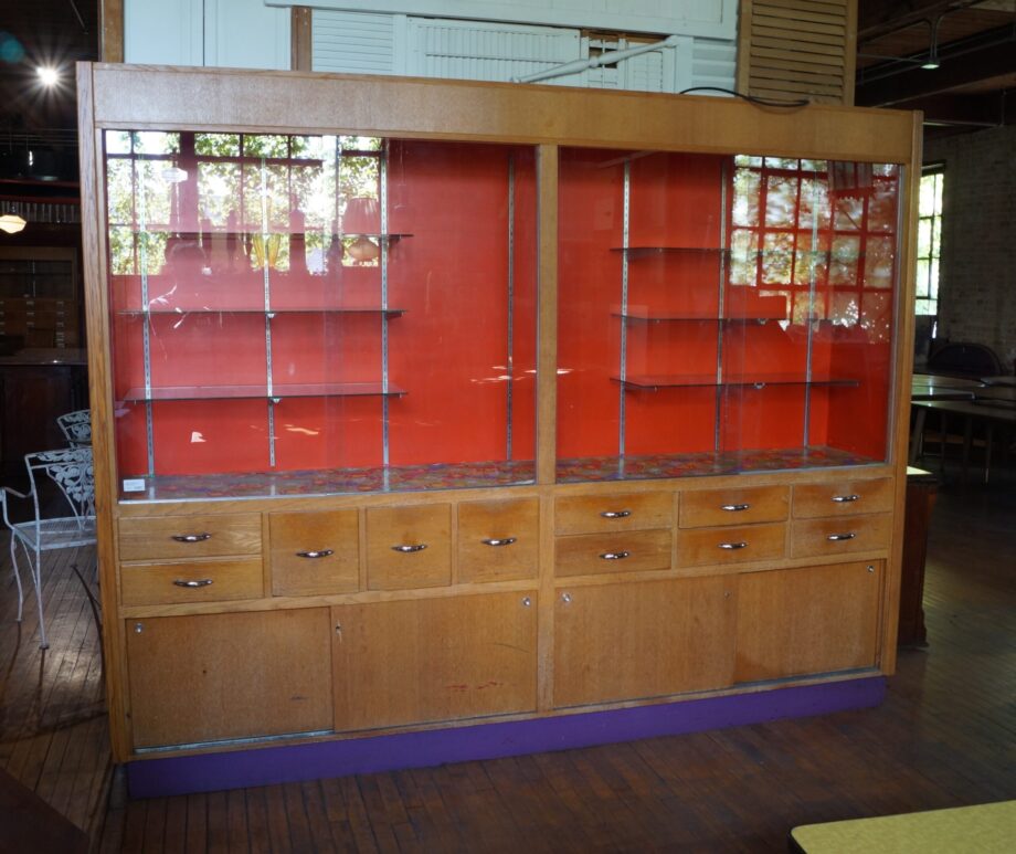 Vintage Lab Cabinet Unit w 11 Drawers and Sliding Doors