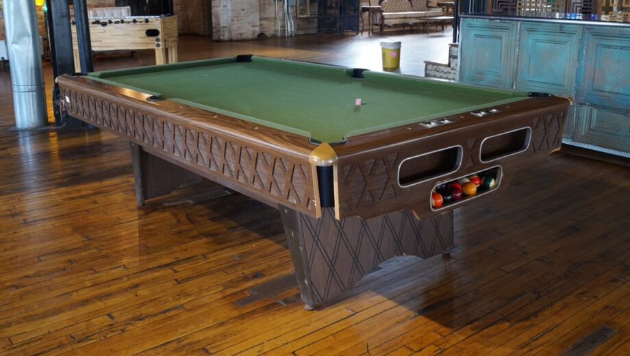 Vintage Green Felt Pool Table