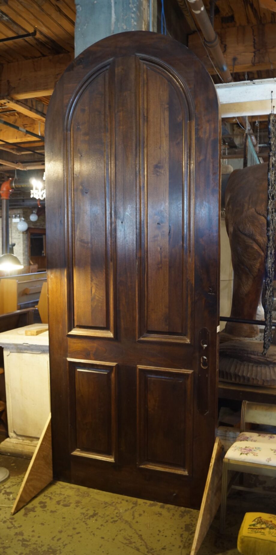 Large Solid Walnut Arch Top Door