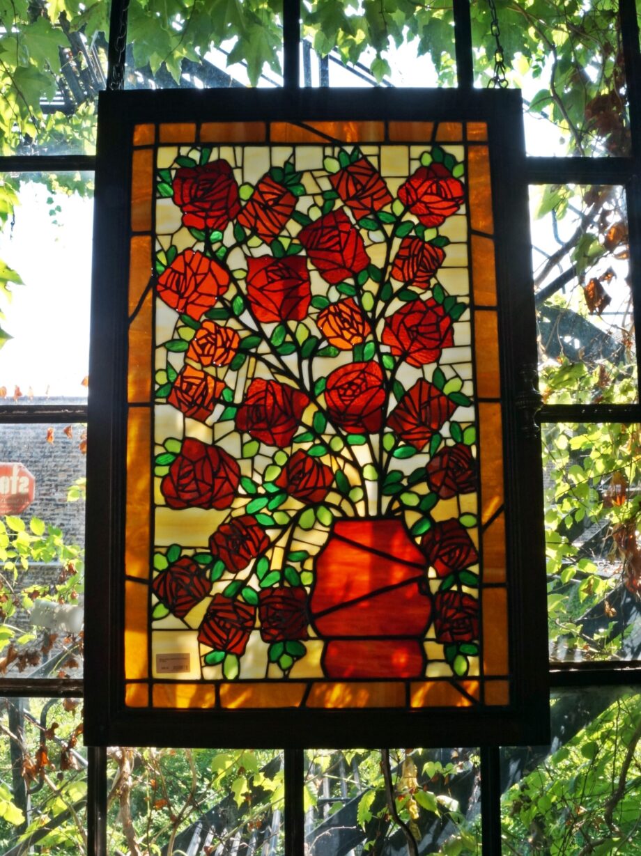 Stained Glass Cabinet Door w Roses