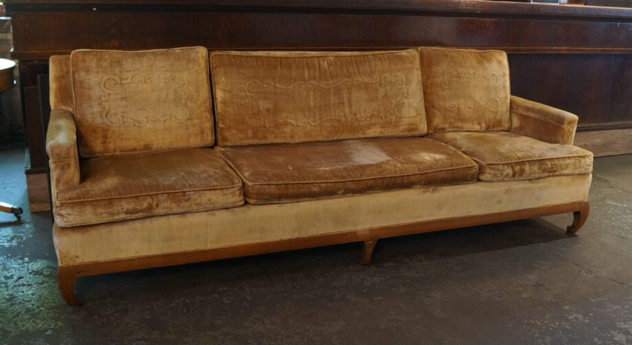 Light Brown E. Meyer Sofa w Quilted Pattern Cushions