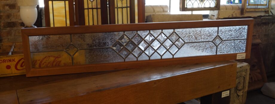 Beveled and Privacy Glass Transom w Zinc Caming