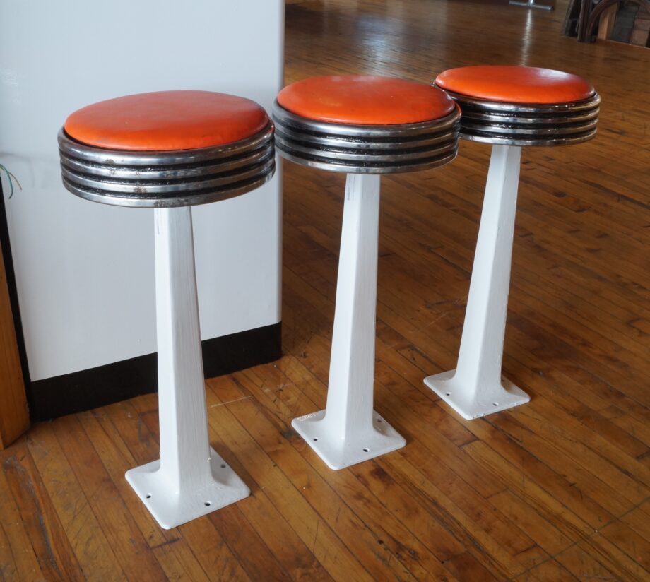 Retro Red Top Pedestal Stool