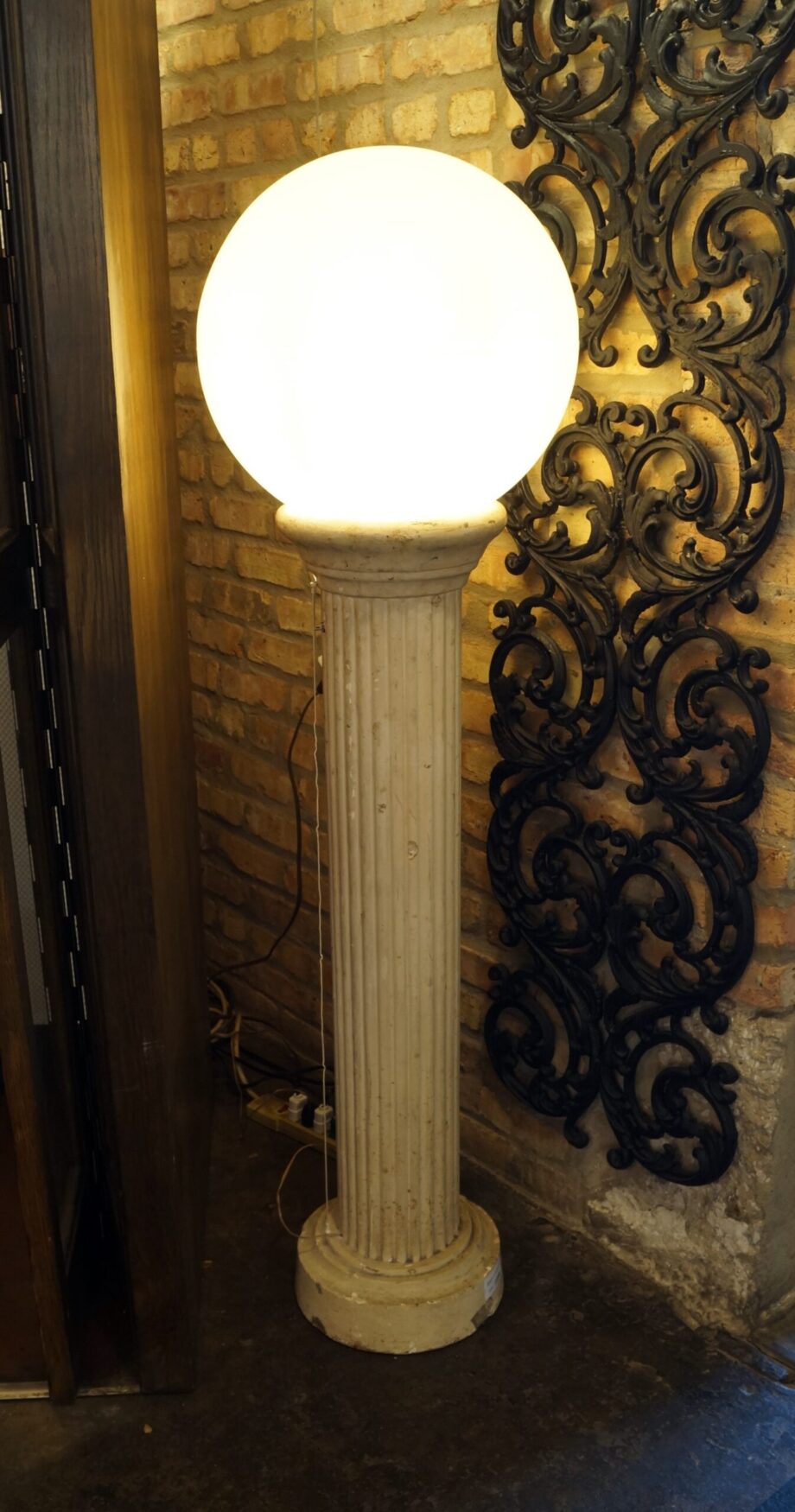 Plaster Column w Plastic Globe Floor Lamp